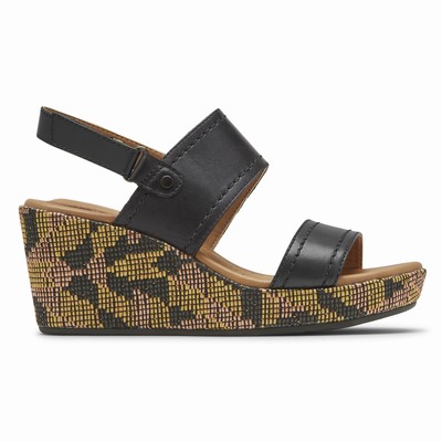 Rockport Cobb Hill Erika 2-Band Slingback Wedges Damen Schwarz IFN-267583